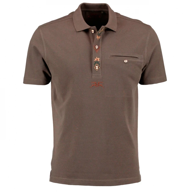 OS Trachten Men's Polo Shirt (brown) 1 OS Trachten Men's Polo Shirt (brown)